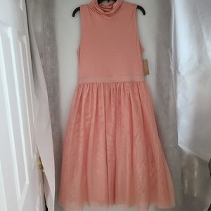 Hope & Harlow Wendy Turtleneck Sleeveless Party Dress in Blush Sz 14